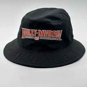 Vtg 90's Harley Davidson Black Bucket Hat Moto Pin Up Vintage Unisex Lightweight